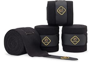 Kavallerie Classic Bandage for Horses, Distributes Pressure Evenly with Therapeutic Breathable Fleece Material, Stretchy, Provides, Leg Protection and Support - Black - (4 Units per Pack)