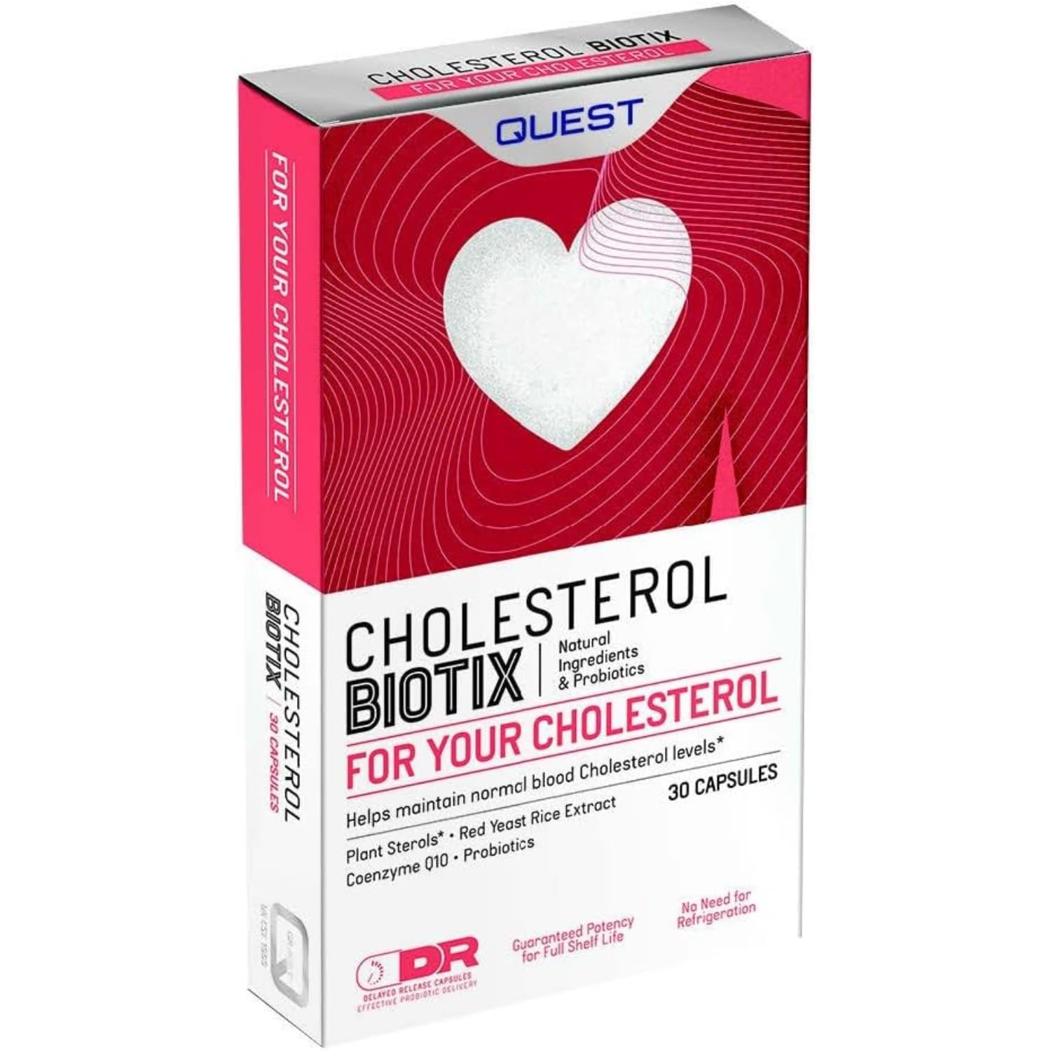 Quest - CholesterolBiotix Healthy Cholesterol Lowering Supplement. 30 Vegan Capsules with Natural Ingredients Including Red Yeast Rice Plant Sterols to Lower Cholesterol, Gluten Free (Pack of 2)