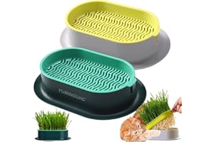 YUMINGUHC 2Pcs Cat Grass Planter (No Seeds Included) Wheatgrass Planting Trays Hydroponic Cat Grass Growing Kits for Indoor Cats Soilless Organic Nursery Box Pet Grass Pot (B)