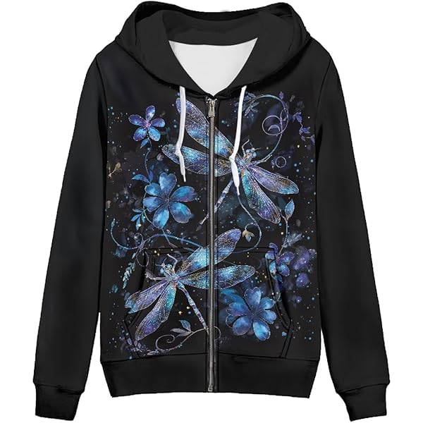 トップス civarize double zip middle long hoodie Xhuibop American Flag Eagle Full Zip Up Hoodies for Women