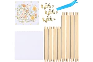 Threehoney 50 Pcs Needlepoint Stretcher Bars Kit Wooden Stretcher Bars Thumb Tacks and White Needlepoint Canvas Needlework Craft Supplies for Cross Stitch Hand Embroidery Art Accessories (2 Sizes)