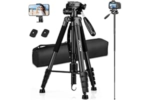 JOILCAN Camera Tripod, 72" Tripod for Camera Stand, Aluminum Heavy Duty Tripod for Video Photo, 5 in 1 Travel Camera Tripod & Monopod Compatible with Canon Nikon Cameras DSLR Camcorder Projector Phone