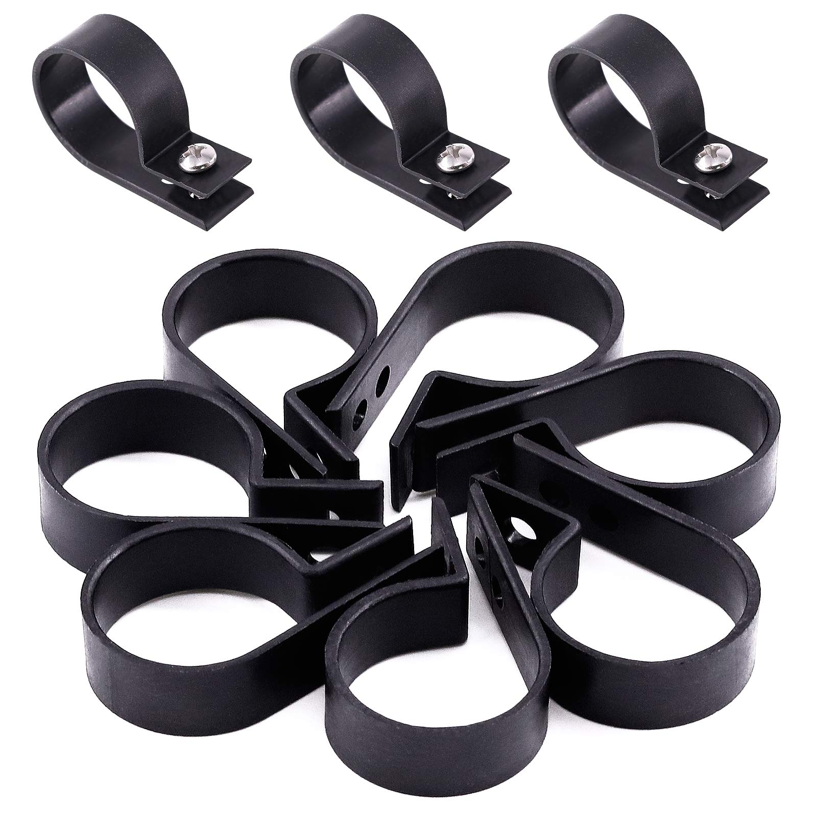 Hilitchi 60Pcs Plastic Cable Clamp R Type Screw Mounting Cord Fastener Cable Clips with Screws for Wire Management Cable Conduit (12mm, Black)