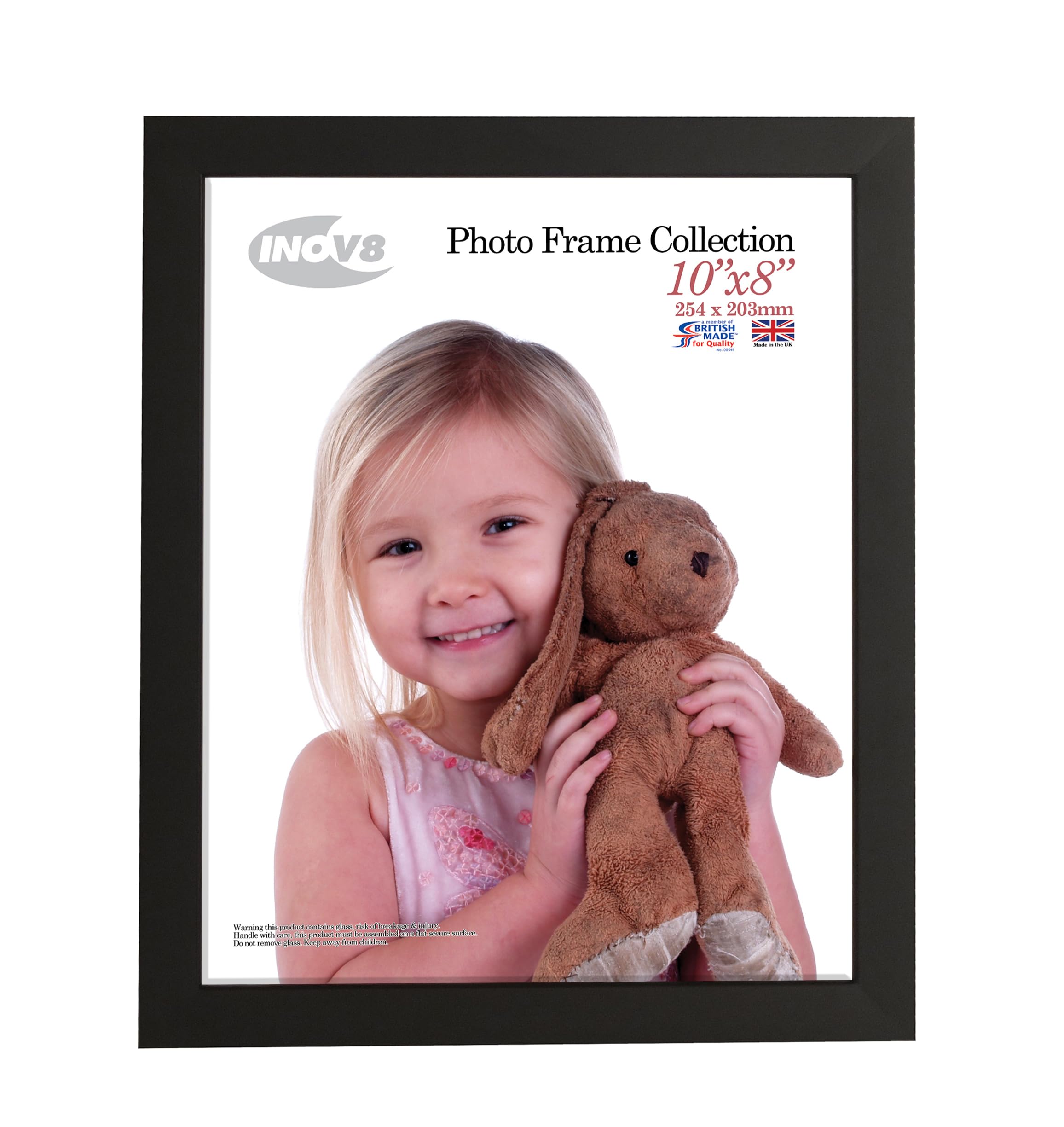 Inov8 British Made Real Wood Picture/Photo Frame 10x8" Inch(25x20cm) - Auckland 20mm Pine Black