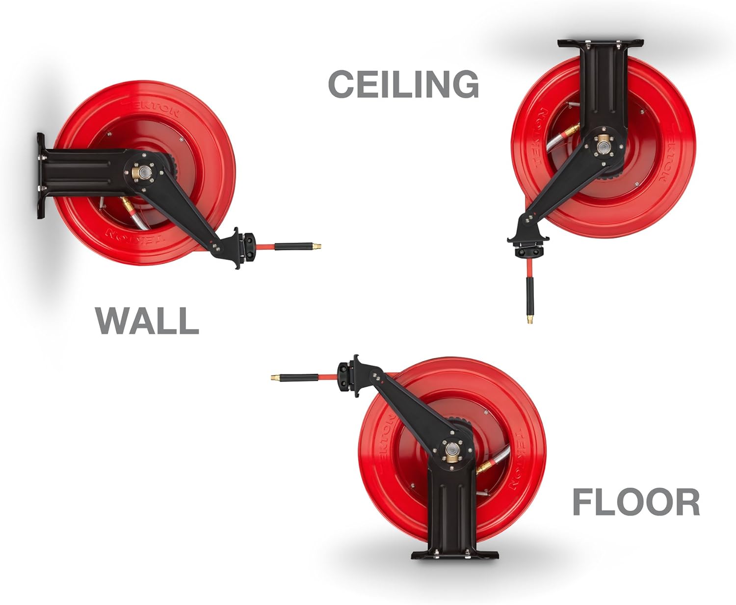 TEKTON 50-Foot by 3/8-Inch I.D. Dual Arm Auto Rewind Air Hose Reel with USA-Made Rubber Air Hose (250 PSI) | 46875 - - 