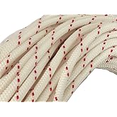 Yacht Braid Premium Polyester Rope 3/8 inch, White/Red