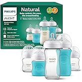 Philips Avent Natural Newborn Glass Gift Set, Baby Bottles with Natural Response Nipples, 3x 4oz (Slow Flow, Flow 2) and 2x 8