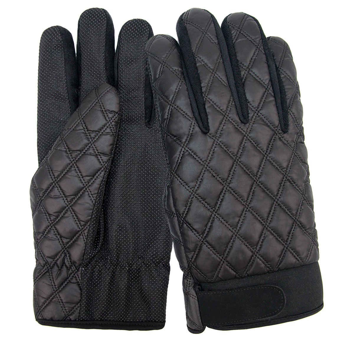 LETHMIK Mens Warm Winter Gloves Non Slip Grip Driving Diamond Fleece Lined BlackXXL Amazon.in
