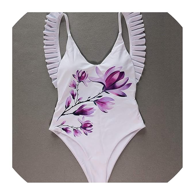 Fantasy Lilac Flamingo Print Sexy One Piece Swimsuit Push Up