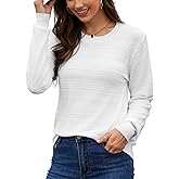 UQOIIL Womens Thin Sweater Classic Fit Crewneck Long Sleeve Top Plain Lightweight Casual Trendy Shirts (S-XXL)