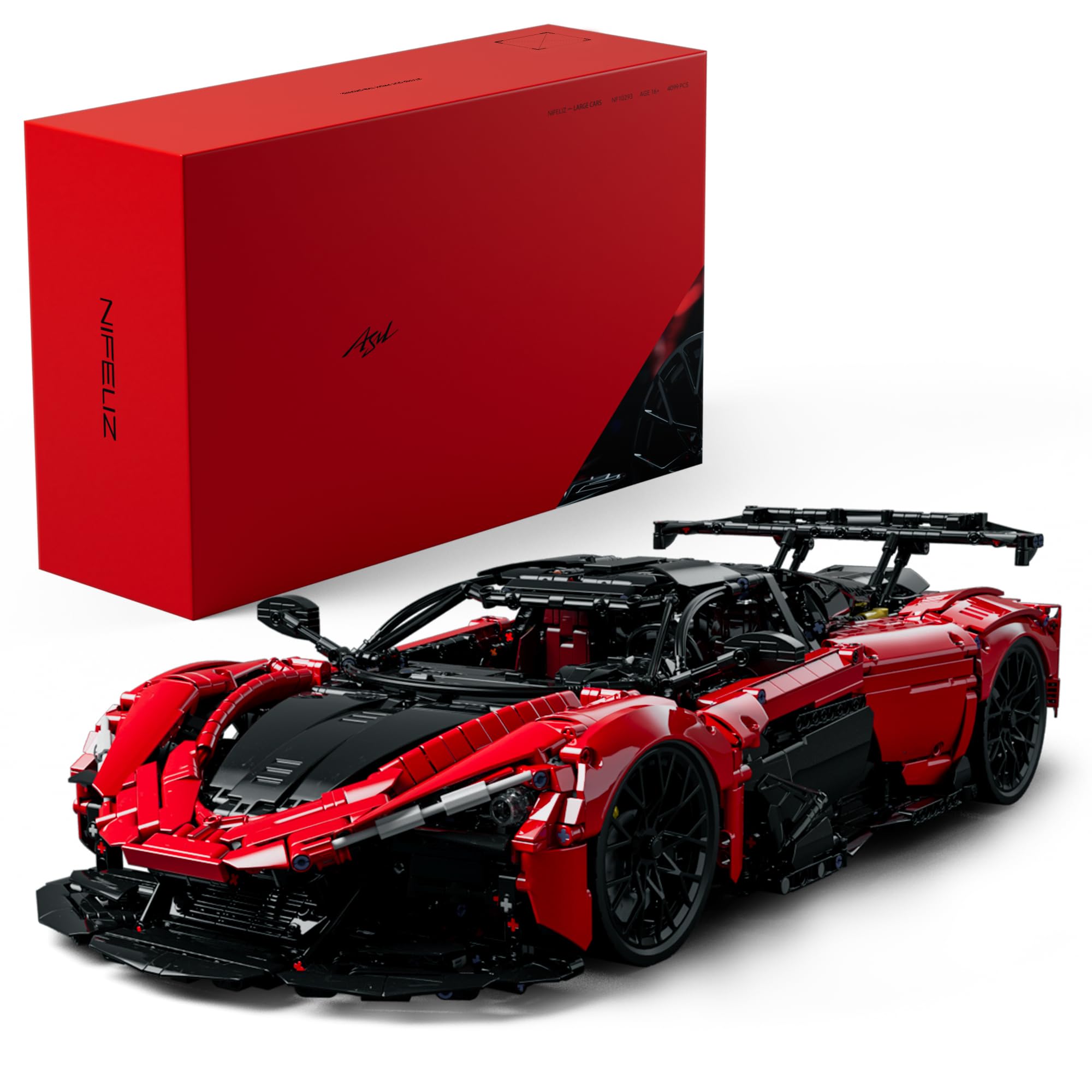 Photo 1 of ***OPEN BOX*** Nifeliz ASIL Sports Car Building Set, 1:8 Scale Advanced Collectible Car Model Set for Adults, Display Gift for Racing Fans (4099 PCS, NF10293)