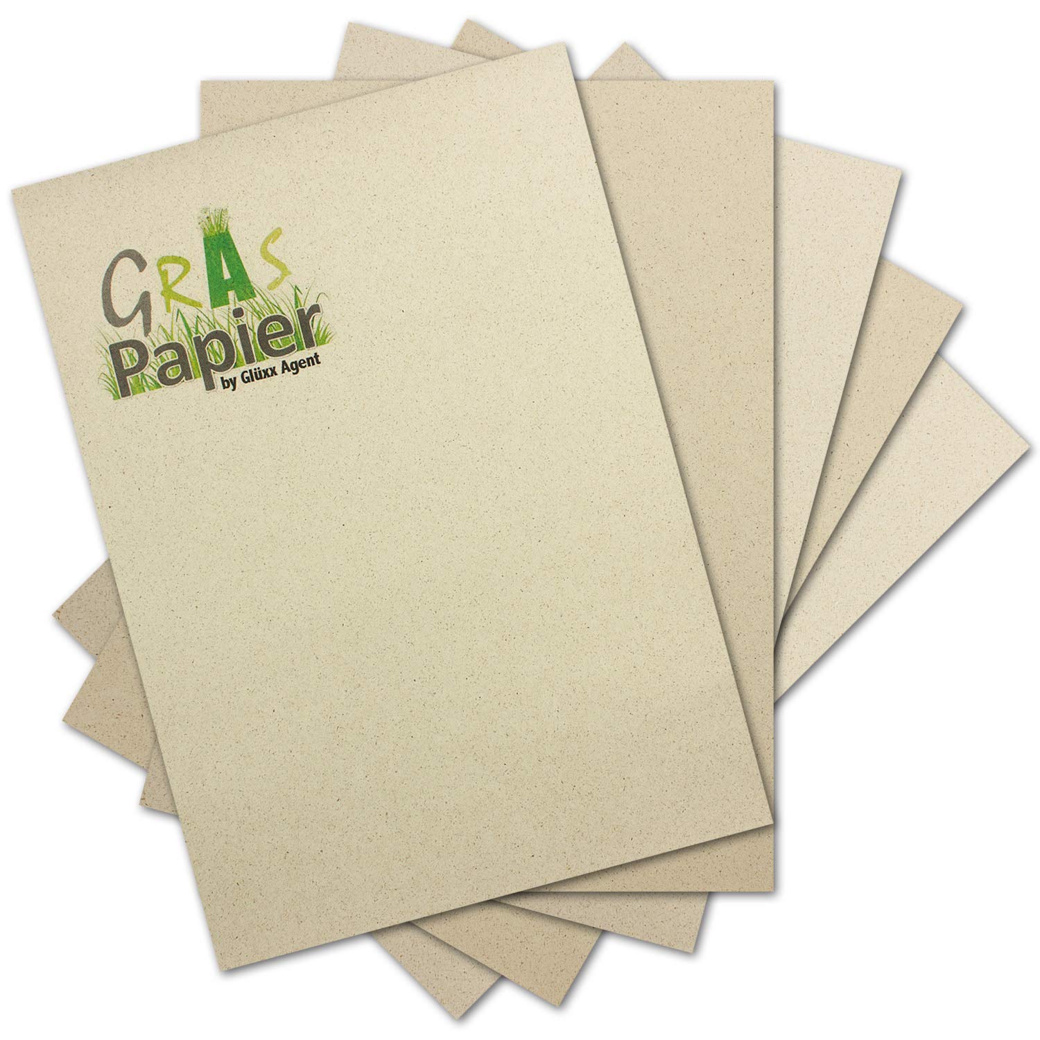 Glüxx Agent 100x ECO Stationery Supplies made of Grass Paper DIN A4 - Recycled Paper 120 g/m² - Environmental Craft Paper for Invitations or Menu Cards