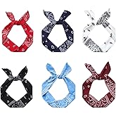 ONEYE Wire Headbands for Women Paisley Twist Bow Hair Bands Bunny Ears Headwraps Holder Accessories Workout Yoga Running Soccer Sports Pack of 6, 6 Count 1