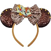 ZHENNAN Bow Headbands for Women and Men, Glitter Chipmunk Hairbands Themed Events Birthday Decorations Christmas Hair Accessoires