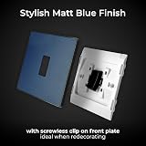 BG Electrical Single Wall Light Switch 2 Way Screwless Front Plate Matt Blue view 2