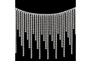 AMZTKDIY Rhinestone Fringe Trim Rhinestone Sewing Beaded Fringe Trim Ribbon Tassel Chain for Clothing Accessories and DIY Craft Decoration (1.0 Yards, Silver Plus)
