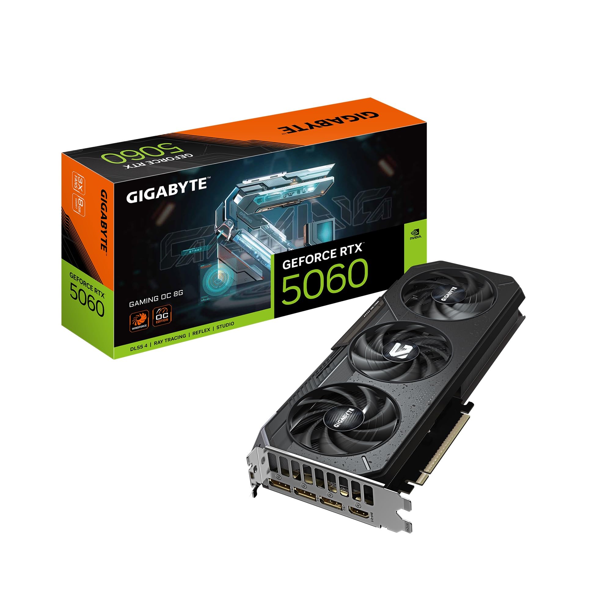 GIGABYTE GeForce RTX 5060 Gaming OC 8G Graphics Card, 8GB 128-bit GDDR7, PCIe 5.0, WINDFORCE Cooling System, GV-N5060GAMING OC-8GD Video Card Image