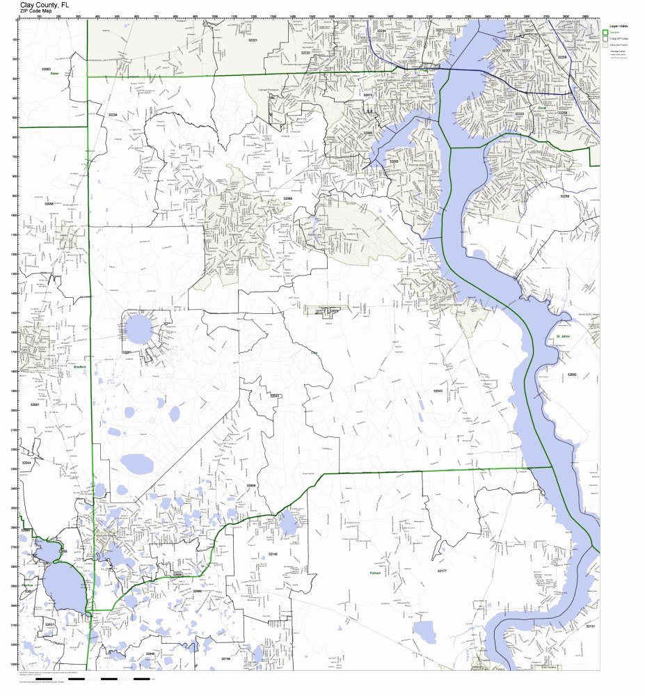 Map Of Clay County Florida Clay County, Florida Fl Zip Code Map Not Laminated: Office Products:  Amazon.com