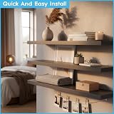 Harbour Housewares Modern Floating Wall Shelf 60cm Pack of 2 Black view 2