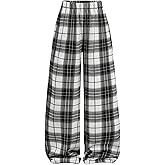 SOLY HUX Girl's Wide Leg Plaid Pants Elastic Waist Casual Baggy Sweatpants Fall Clothes
