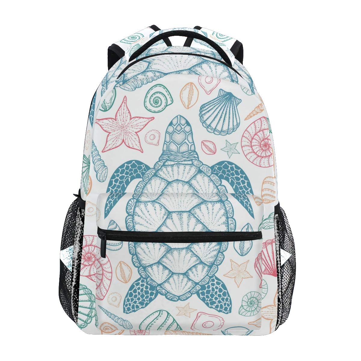 Sea Turtle Starfish Shells School Backpack for Boys Girls Kids Travel Bag Bookbag