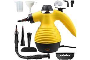 SANDINRAYLI Handheld Steamer, Multi-purpose Handheld Steam Cleaners for Home Use with 9 Piece Accessory Set, Upholstery Portable Steamer, Couch Steam Cleaner, for Furniture, Kitchen, Car Seat(Yellow)