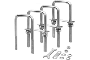XIANGZI M10 Square U-Bolts 2 inch Wide 4 Sets 304 Stainless Steel Trailer U Bolts Clamp Include Wrench (M10x2-1/16 Wx 4-1/2"L)