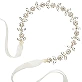 SWEETV Rose Gold Flower Girl Headband for Wedding Baby Girl Headpiece Princess Crystal Floral Hair Accessories for Birthday Party, Photography