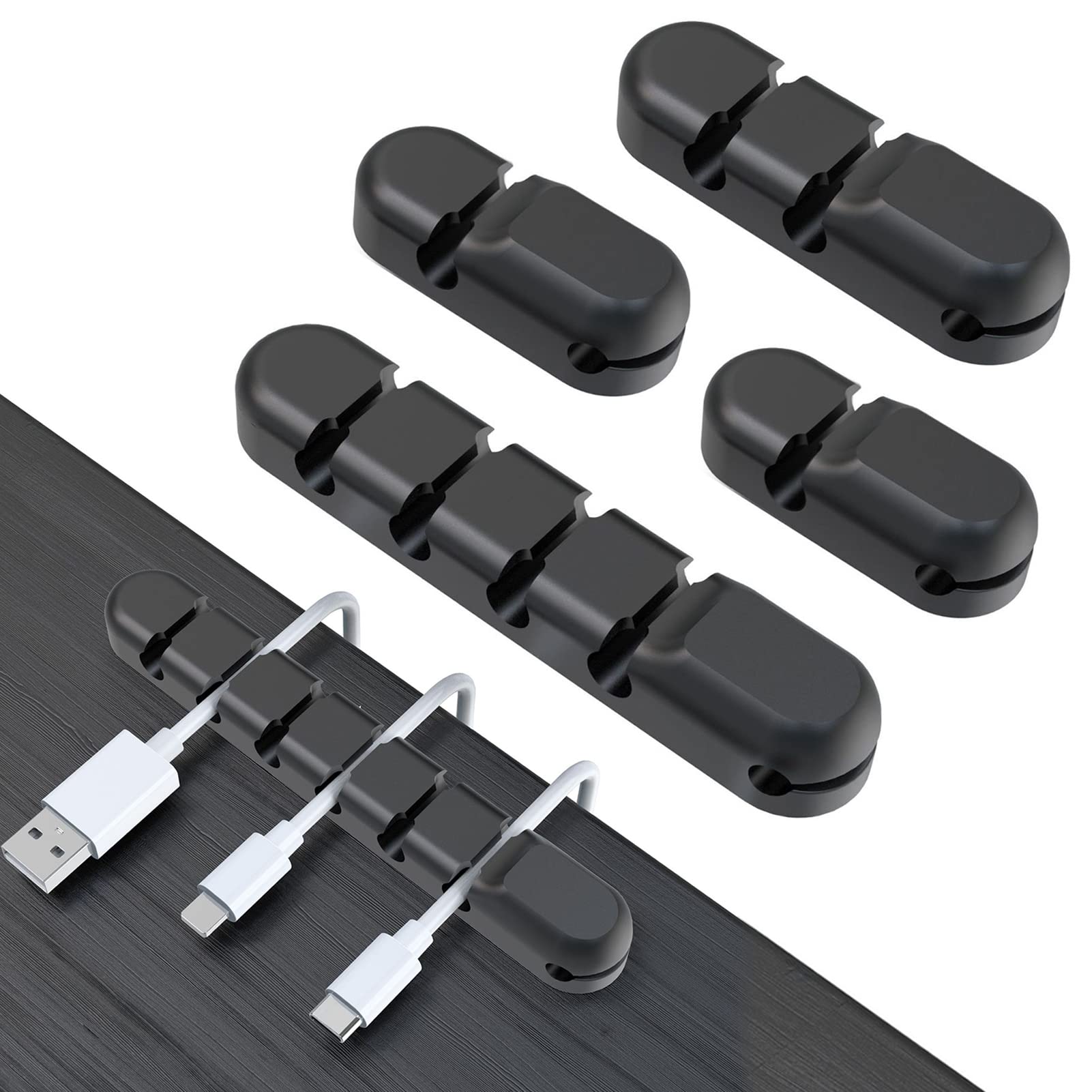 4 Pack Silicone Wire Cable Holder Cable Clips Cable Holder Clips Cable Management Clips Cable Organisers Clip Cord Management Organizer for Desk Car Home and Office