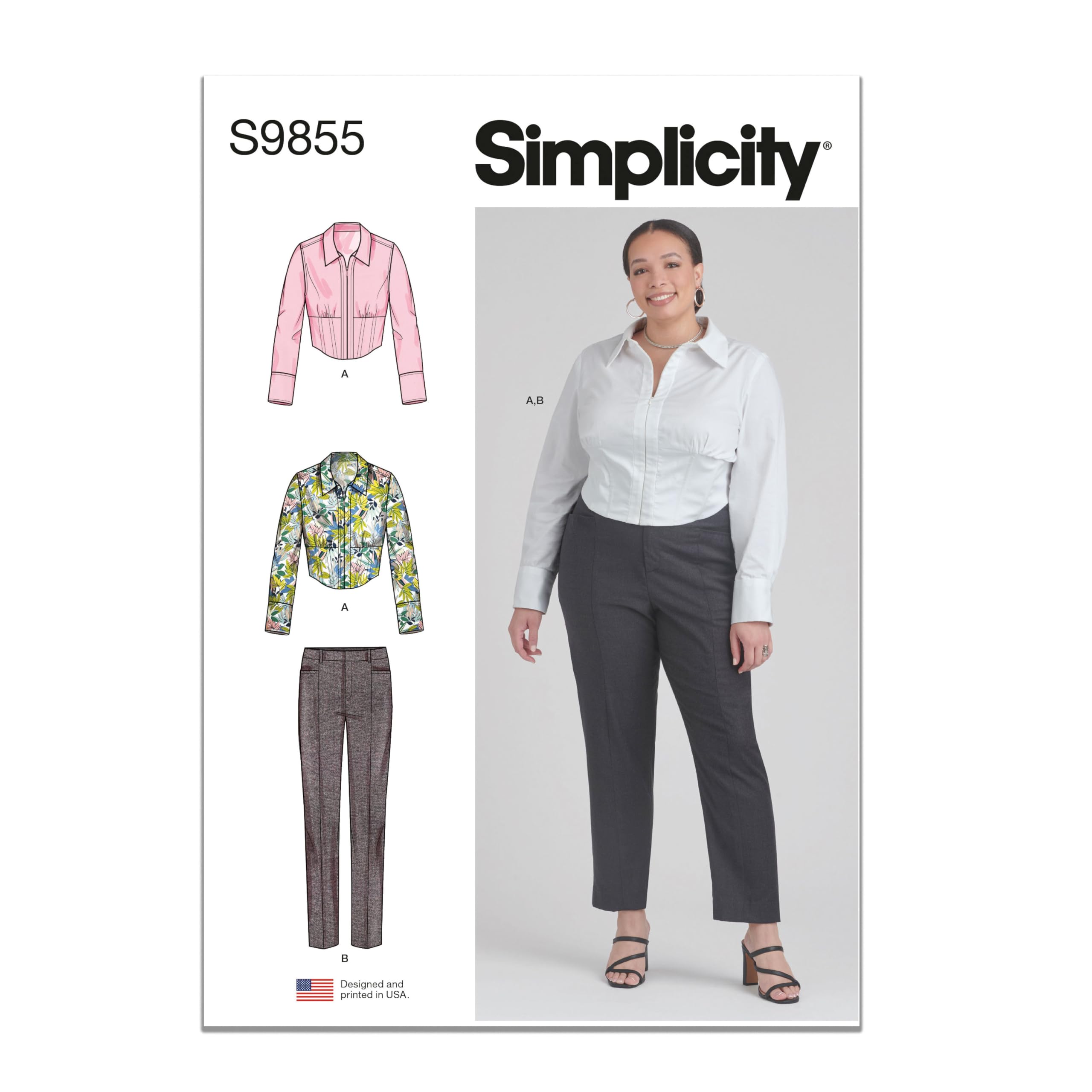 SIMPLICITY SS9855W3 Misses' and Women's Top and Pants W3 (30W-32W-34W-36W-38W)