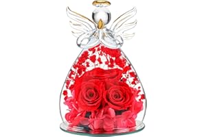 Beferr Mothers Day Angel Rose Gifts for Mom Grandma Birthday Gifts for Women, Mothers Day Mom Wife Gifts from Daughter Son, Preserved Rose in Glass Angel Figurine Gifts for Her Red
