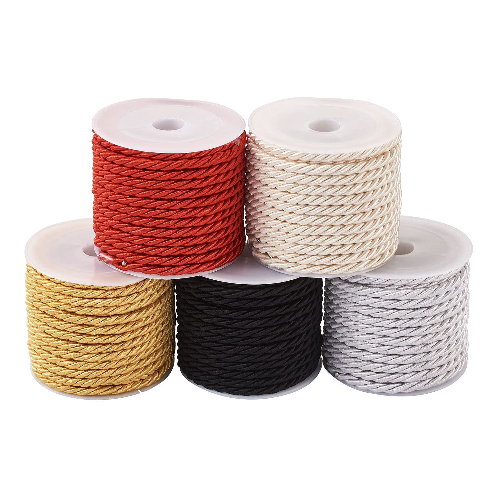 Beadthoven 27 Yards 3mm Braided Polyester Braided Cord for Curtain Tiebacks Gift Bags Rope Handles Home Decor Honor Cord, 5 Meters/Roll