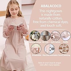 ABALACOCO Girls Organic Cotton Nightgown for