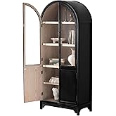 Chogori Solid Wood Arched Storage Cabinet- Natural Wood Veneers& Water Based Paint Finished- Vintage 71 Inch Tall Display Dec