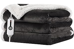 Eydna Couverture chauffante électrique en flanelle douce avec 4 niveaux de chauffage et arrêt automatique en 3 heures, lavabl