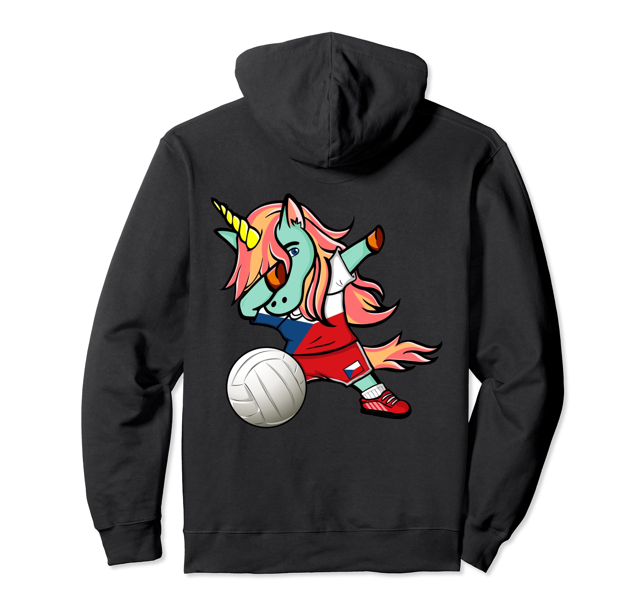 Dab Unicorn Czech Republic Volleyball Fans Jersey Czech Flag Pullover Hoodie