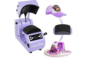 VortriDino 2-in-1 Hat Heat Press Machine Automatic Hat Easy Heat Press Machine for Caps with 2pcs Interchangeable Platens (Ki