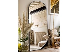 Antok Arched Full Length Mirror, 64"x21" Arched Floor Mirror, Glassless Mirror Full Length with Stand, Floor Mirror Freestanding, Wall Mounted Mirror for Bedroom Living Room, Black