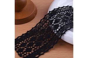 DYSHIPEN 10 Yards x 2.1 Inch Lace Ribbon Vintage Lace Trim Crochet Cotton Lace Edge for Christmas Package DIY Sewing Wedding Bridal Dress,Crafts and Sewing (Black)