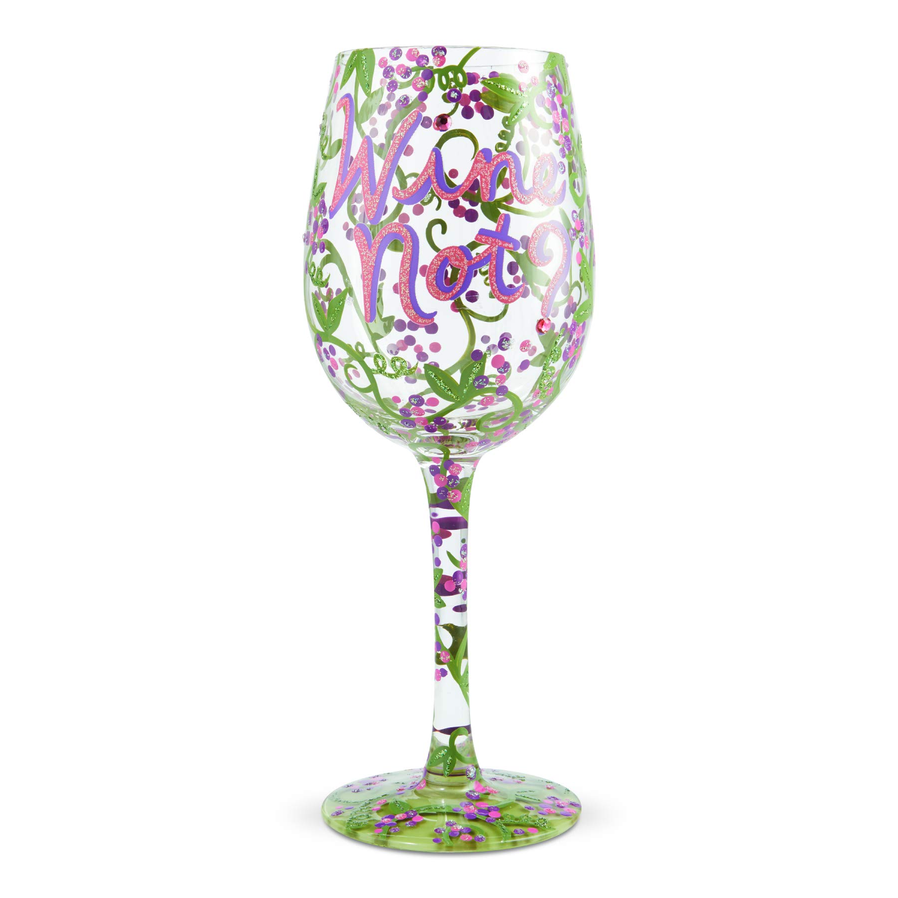Enesco Designs by Lolita Hand-Painted Artisan Wine Glass, 1 Count (Pack of 1), Multicolor