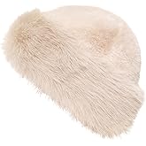 Sdfvsdg Womens Faux Fur Hat Winter Thickened Bucket Hat Warm Faux Fur Hats Plush Mongolian Hats Russian Beret for Women