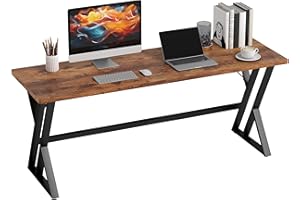 HOMCOM 71" Large Computer Desk, Industrial Spacious Writing Desk with X-Shaped Steel Frame, Study Table for Bedroom, Living R