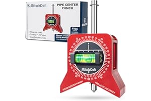 AltitudeCraft Magnetic Pipe Center Finder Punch Tool, 1–10 Inch Pipe Fitter Layout Tool with Bubble Levels & 360° Angle Dial for Accurate Pipe Marking