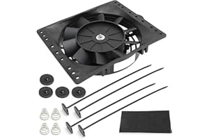 Saihisday 6'' Inch Small Slim Push Pull Electric Cooling Fan, Black Radiator Oil Cooler Mount Kit, Plastic Electric Fan with 