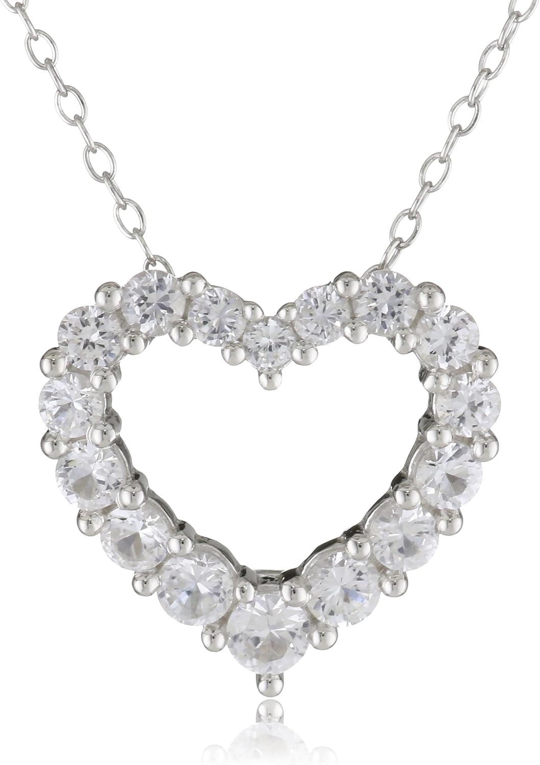 Amazon.com: Sterling Silver Created White Sapphire Pendant Necklace, 18