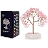 MAGIC AND MIRACLES Rose Quartz Crystal Trees of Life for Home Office Desk Deco, Bonsai Tree, Chakra Healing Crystals Stones for Money Good Luck Pink Stone Crystals Birthday Gifts for Women