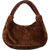 Women Girls Fashion Leopard Cow Print Fluffy Tote Handbag Soft Plush Faux Fur Underarm Shoulder Wallet Purse