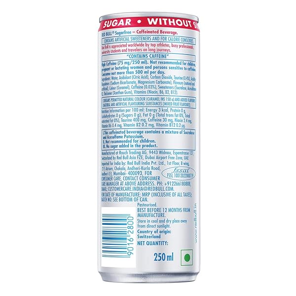 RED BULL ENERGY DRINK SUGAR FREE 24 PACK OF 8.4 FL OZ, SUGARFREE
