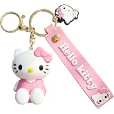 UIHJASO Cartoon Kitty Keychains for Girls, Anime Kawaii Keychain, Cute Backpack Key Key Chain Accessories Wristlet Chain Car Charms