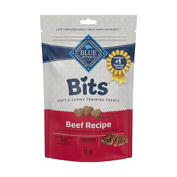 BLUE BUFFALO BITS SOFT DOG TREATS FOR TRAINING, MADE WITH NATURAL INGREDIENTS & ENHANCED WITH DHA, BEEF RECIPE, 11-OZ BAG